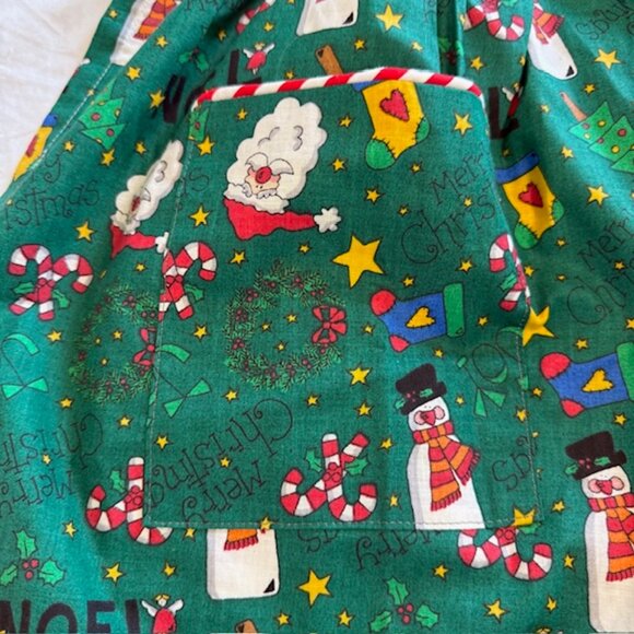 APRON CHRISTMAS  THEME, 2 pockets, long ties that wrap around, cotton Snowman - Picture 4 of 8